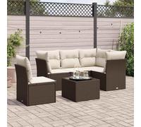 SKM Set sofás de jardín 6 Piezas y Cojines ratán sintético marrón,Mobiliario,Muebles de jardín,Conjuntos de jardín,Marrón,50.2 kg,3217653