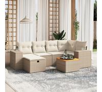 SKM Set sofás de jardín 7 Piezas y Cojines ratán sintético Beige,Mobiliario,Muebles de jardín,Conjuntos de jardín,Beige,60.1 kg,3265174
