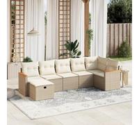 SKM Set sofás de jardín 7 Piezas y Cojines ratán sintético Beige,Mobiliario,Muebles de jardín,Conjuntos de jardín,Beige,56.1 kg,3265314