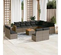 SKM Set sofás de jardín con Cojines 13 Piezas ratán sintético Gris,Mobiliario,Muebles de jardín,Conjuntos de jardín,Gris,99.8 kg,3226480