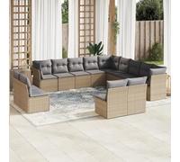 SKM Set sofás de jardín con Cojines 13 pzas ratán sintético Beige,Mobiliario,Muebles de jardín,Conjuntos de jardín,Beige,99.9 kg,3218489