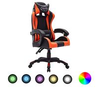 SKM Silla Gaming con Luces LED RGB Cuero sintético Naranja y Negro,Mobiliario,Mobiliario de Oficina,Sillas de Oficina,Multicolor,16.1 kg,288002
