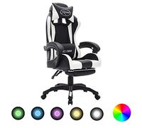 SKM Silla Gaming con Luces LED RGB Cuero sintético y Negro,Mobiliario,Mobiliario de Oficina,Sillas de Oficina,17.4 kg,288011