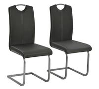 SKM Sillas de Comedor voladizas 2 Unidades Cuero sintético Gris,Mobiliario,Sillas,Sillas de Comedor,Gris,12.76 kg,246191