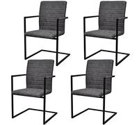 SKM Sillas de Comedor voladizas 4 Unidades Cuero sintético Gris,Mobiliario,Sillas,Sillas de Comedor,Gris,39.4 kg,272417