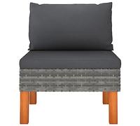 SKM Sofás centrales 2 uds ratán sintético y Madera de eucalipto,Mobiliario,Muebles de jardín,Asientos de Exterior,Sofás modulares de Exterior,Gris,17 kg,315756