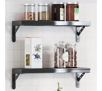 SKM Soportes de Estante 4 uds Acero Inoxidable Negro 15x2,5x11,5 cm,Mobiliario,Estanterías,Estantes y estanterías,Negro,1 kg,30301