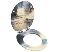 SKM Tapa de váter WC de cierre suave MDF diseño de playa,Fontanería,Piezas y herramientas para componentes de fontanería,Accesorios de baño y bidé,Asientos de inodoros y bidés,Multicolor,3.9 kg,146918