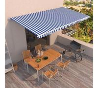 SKM Toldo retráctil Manual Azul y 600x350 cm,Casa y jardín,Jardín,Artículos de Exterior,Toldos,Azul,46.94 kg,3069036