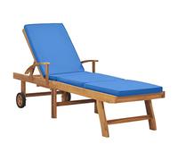 vidaXL Tumbona con cojín madera maciza de teca azul