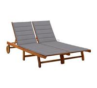 SKM Tumbona de jardín 2 Personas y Cojines Madera Maciza de Acacia,Mobiliario,Muebles de jardín,Asientos de Exterior,Tumbonas,Marrón,34.54 kg,3061375