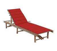 SKM Tumbona de jardín con cojín bambú,Mobiliario,Muebles de jardín,Asientos de Exterior,Tumbonas,Rojo,19.14 kg,3061638