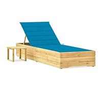 SKM Tumbona de jardín con Mesa y cojín de Madera de Pino impregnada,Mobiliario,Muebles de jardín,Asientos de Exterior,Tumbonas,Azul,44.3 kg,3065928