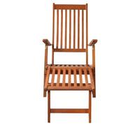 SKM Tumbona de jardín con reposapiés y cojín Madera Maciza Acacia,Mobiliario,Muebles de jardín,Asientos de Exterior,Tumbonas,Beige,10.83 kg,3064017
