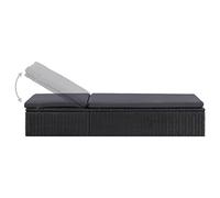 SKM Tumbona de ratán sintético Negra y Gris Oscuro,Mobiliario,Muebles de jardín,Asientos de Exterior,Tumbonas,Negro,21 kg,310148