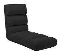 SKM Tumbona de Suelo Plegable de Cuero sintético Negro,Mobiliario,Sillas,Divanes,Negro,10.95 kg,325245