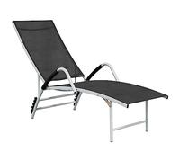 SKM Tumbona de textilene y Aluminio Negra,Mobiliario,Muebles de jardín,Asientos de Exterior,Tumbonas,Negro,7.16 kg,310521