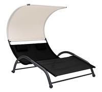 SKM Tumbona Doble con toldo textilene Negra,Mobiliario,Muebles de jardín,Asientos de Exterior,Tumbonas,Negro,24.95 kg,310543