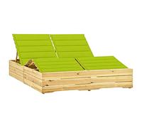SKM Tumbona Doble y Cojines Verde Brillante Madera Pino impregnada,Mobiliario,Muebles de jardín,Asientos de Exterior,Tumbonas,Verde,75.3 kg,3065995