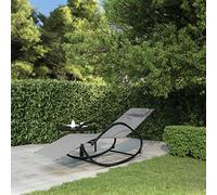 SKM Tumbona Mecedora de Acero y textilene Gris,Mobiliario,Muebles de jardín,Asientos de Exterior,Tumbonas,Gris,9.05 kg,318117