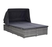 SKM Tumbona para 2 Personas con cojín ratán sintético Gris,Mobiliario,Muebles de jardín,Camas para Exteriores,Gris,37 kg,310236
