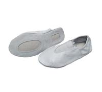 SKMAXO - Zapatos de gimnasia de piel pura color blanco en tallas para niños y adultos, suela suave de piel auténtica, para entrenamiento, yoga, trampolín, danza, White, 39 EU