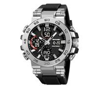 SKMEI 2499 - Reloj deportivo elegante con alarma impermeable y pantalla triple de zona horaria, plateado