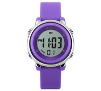SKMEI Bonito reloj de pantalla digital transparente para niñas, color morado, perfecto para mayores de 5 años, cronómetro, alarma, resistente al agua, fácil de leer