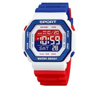 SKMEI Hombres Reloj De Pulsera Digital Impermeable Masculino, Moda PU Banda, Sport Watch Rojo Blanco Azul, Clásico