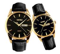 SKMEI Par de relojes para parejas, hombres y mujeres, para él y ella, para marido, esposa, San Valentín, reloj de pulsera a juego, regalo de boda, impermeable, negocios, moda, cuarzo, calendario