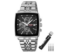SKMEI Reloj cuadrado para hombre, de acero inoxidable, a la moda, impermeable, de lujo, analógico, simple, grande, grande, para padres, padres, regalos para padres, relojes de pulsera dorados y negros