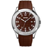 SKMEI Reloj de pulsera para hombre, de silicona, fácil de leer, impermeable, deportivo, casual, analógico, de cuarzo, luminoso, regalo para padres, color negro, G9286brown, Moda