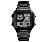 SKMEI Reloj de pulsera para hombre, digital, deportivo, impermeable, con cronógrafo, cuenta regresiva, alarma, retroiluminación, Negro -, 1.77**1.69*0.51inches, Classic