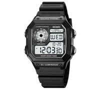 SKMEI Reloj de pulsera para hombre, reloj digital deportivo impermeable con cronógrafo de doble hora y alarma retroiluminada