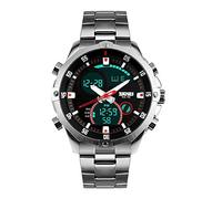 SKMEI - Reloj de pulsera para hombre, resistente al agua, analógico militar, con cronógrafo LED multihora, relojes de negocios de acero inoxidable para hombre