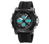 SKMEI Reloj de pulsera para hombre, resistente al agua, militar, analógico, digital, con cronógrafo LED multitiempo, relojes de negocios de acero inoxidable para hombre