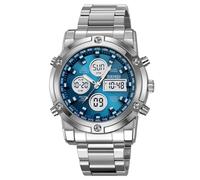 SKMEI Reloj de pulsera para hombre, resistente al agua, militar, analógico, digital, con cronógrafo LED multitiempo, relojes de negocios de acero inoxidable para hombre, 2556-azul oscuro