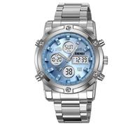 SKMEI Reloj de pulsera para hombre, resistente al agua, militar, analógico, digital, con cronógrafo LED multitiempo, relojes de negocios de acero inoxidable para hombre, 2556-PinkBlue