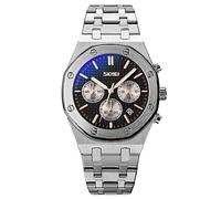Skmei Reloj de vestir cronógrafo de acero inoxidable para hombre, correa de acero, relojes para hombre, impermeables, deportivos, militares, relojes clásicos de lujo para hombres con fecha, color
