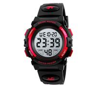 SKMEI Reloj deportivo digital impermeable con luz nocturna para niños de 5 a 12 años, regalo para niños y niñas, Rojo