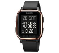 SKMEI Reloj deportivo digital militar para hombre, ultrafino, impermeable, con cronómetro, temporizador de cuenta regresiva, función de alarma, luz trasera LED de doble hora, 1858-oro rosa