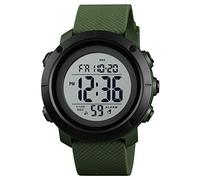 Skmei Reloj deportivo digital para hombre, resistente al agua, 50 m, LED, militar, multifunción, cronómetro, cuenta regresiva, alarma de fecha, verde, negro, blanco, clásico, Verde, negro, blanco