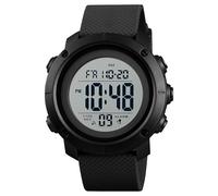 SKMEI Reloj deportivo digital para hombre, resistente al agua, 50 m, LED, militar, multifunción, cronómetro, cuenta regresiva, alarma de fecha automática, Blanco y negro, 50M, Militar