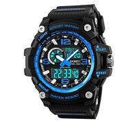 SKMEI Reloj Deportivo Digital para Hombre, Resistente al Agua hasta 50 m, Reloj Militar con Pantalla LED, Esfera Grande, cronómetro, Alarma, Turquesa, Digital