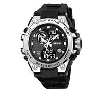 SKMEI Reloj deportivo digital para hombre, resistente al agua, pantalla LED, cronómetro, alarma, reloj de pulsera, 2360-negro y plateado