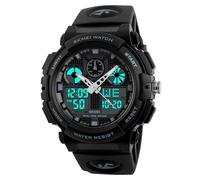 SKMEI Reloj deportivo digital para hombre, resistente al agua, pantalla LED, cronómetro, alarma, reloj de pulsera, 1270-Negro