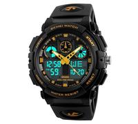 SKMEI Reloj deportivo digital para hombre, resistente al agua, pantalla LED, cronómetro, alarma, reloj de pulsera, 1270-dorado