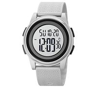 SKMEI Reloj deportivo digital para hombre, ultradelgado, militar, resistente al agua, con cronómetro, alarma, cuenta regresiva, doble hora, Gris, 1.81*1.57*0.39 inch, Deportes