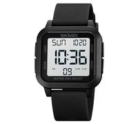 SKMEI Reloj deportivo digital para hombre, ultrafino, esfera grande, resistente al agua, con cronómetro, temporizador de cuenta regresiva, función de alarma, luz trasera LED de doble hora, Negro