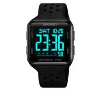 SKMEI Reloj deportivo impermeable 2440 con pantalla digital multifunción, doble zona horaria, cronómetro, alarma, resistencia al agua hasta 50 m, Todo negro